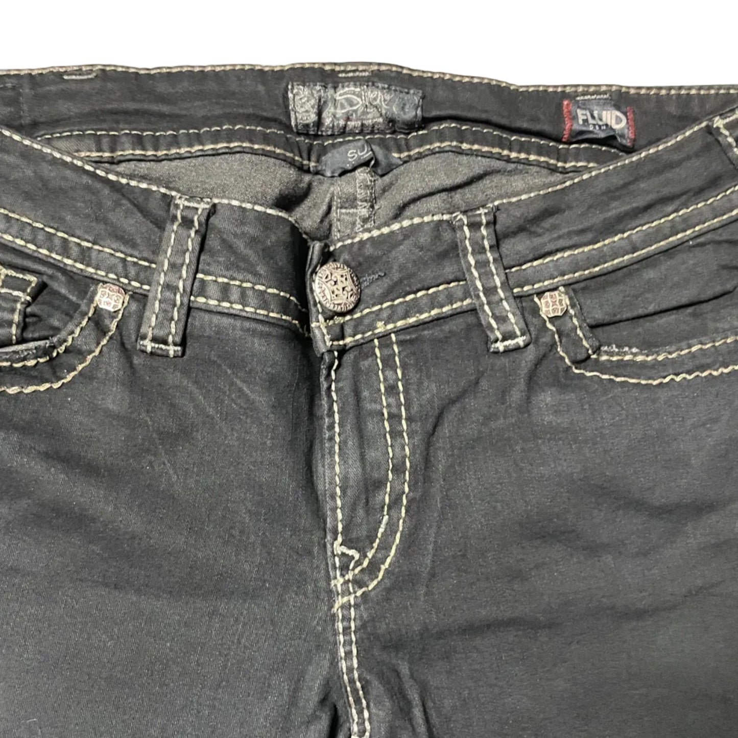Black Embroidered Bootcut Jeans