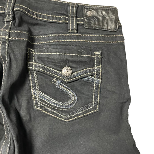 Black Embroidered Bootcut Jeans