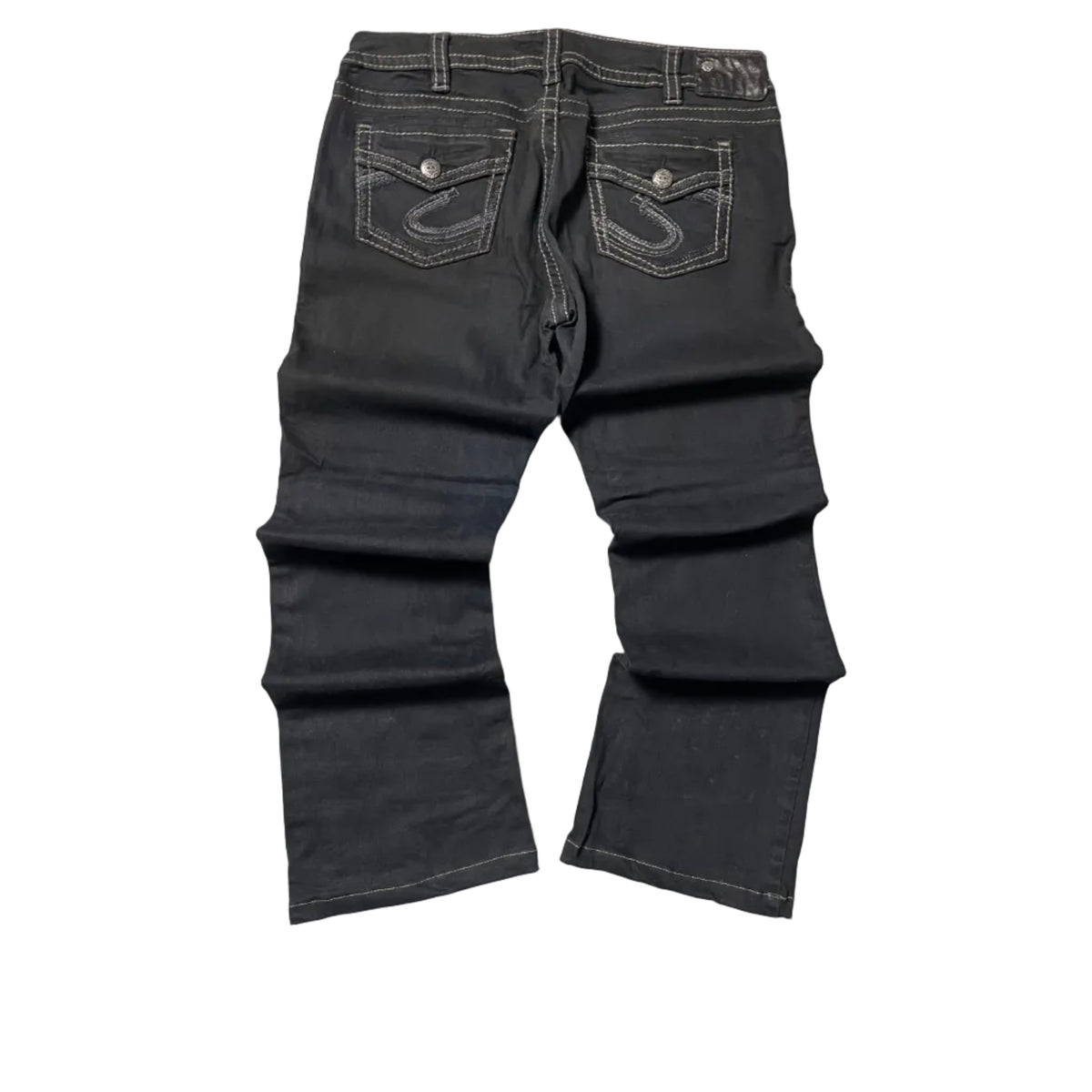 Black Embroidered Bootcut Jeans