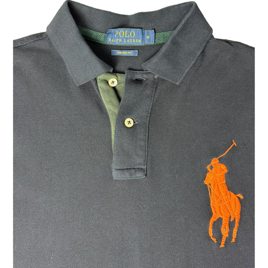 Ralph Lauren polo shirt black orange Big Pony detail
