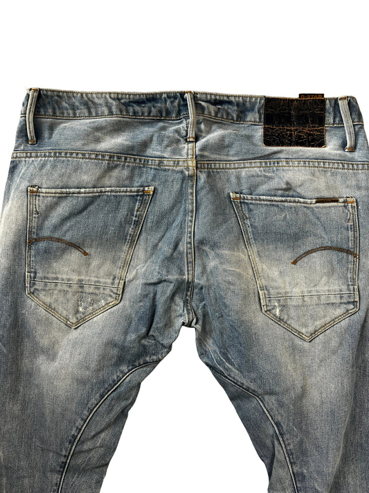 G-Star RAW Curved Leg Jeans – Light Distressed Wash