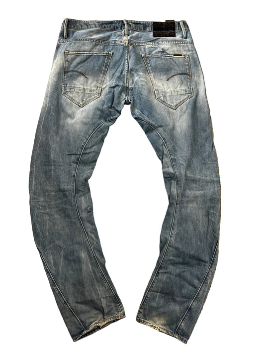 G-Star RAW Curved Leg Jeans – Light Distressed Wash