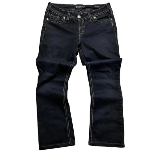 Black Embroidered Bootcut Jeans