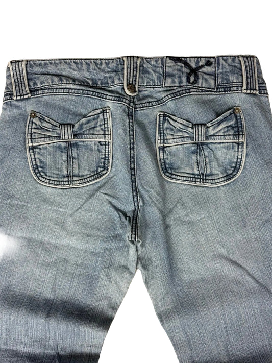 Baggy Bootcut Jeans – Light Wash, Bow Pockets