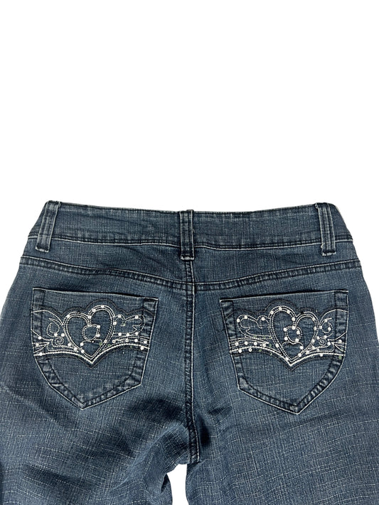 Digital Clothing Bootcut Jeans – Dark Grey-Blue, Rhinestone Pockets