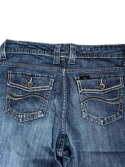 Bootcut Jeans – Medium Blue, Button Flap Pockets