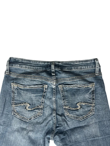 Anthropologie Bootcut Jeans – Medium Wash, Swirl Stitched Pockets