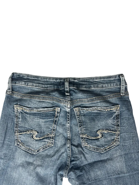 Anthropologie Bootcut Jeans – Medium Wash, Swirl Stitched Pockets