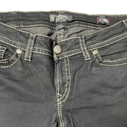 Black Embroidered Bootcut Jeans