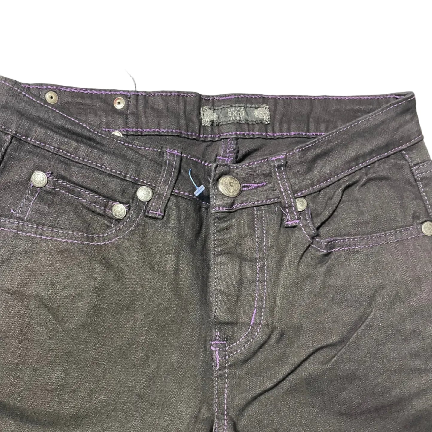 Purple Sequin Embroidered Black Jeans