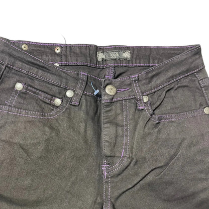 Purple Sequin Embroidered Black Jeans