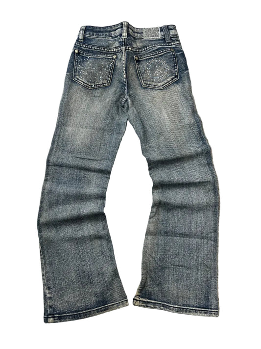 Ariella&CO Bootcut Jeans – Grey-Blue Wash, Rhinestone Pockets