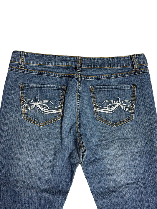 Miss Me Bootcut Jeans – Medium Blue, Swirl Embroidered Pockets