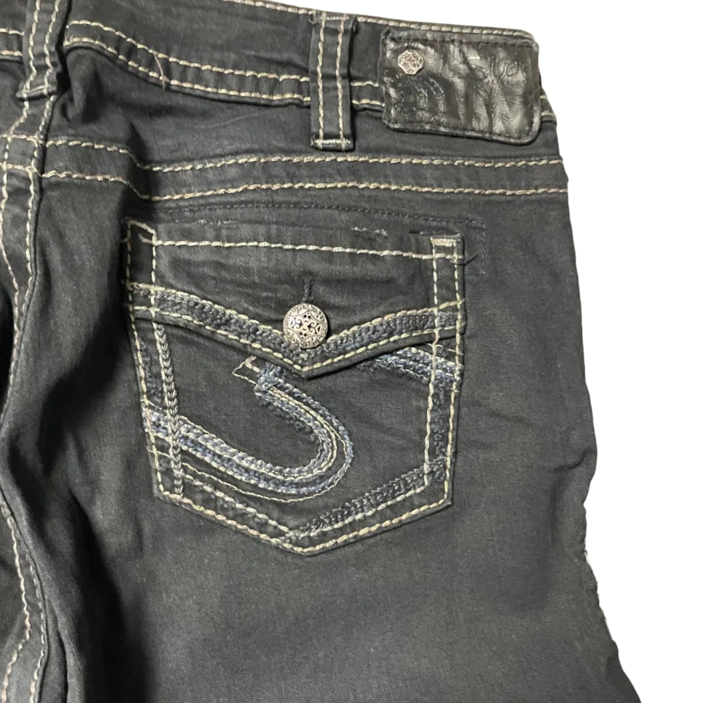 Black Embroidered Bootcut Jeans