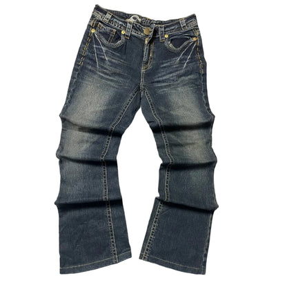 Washed Dark Blue Jeans
