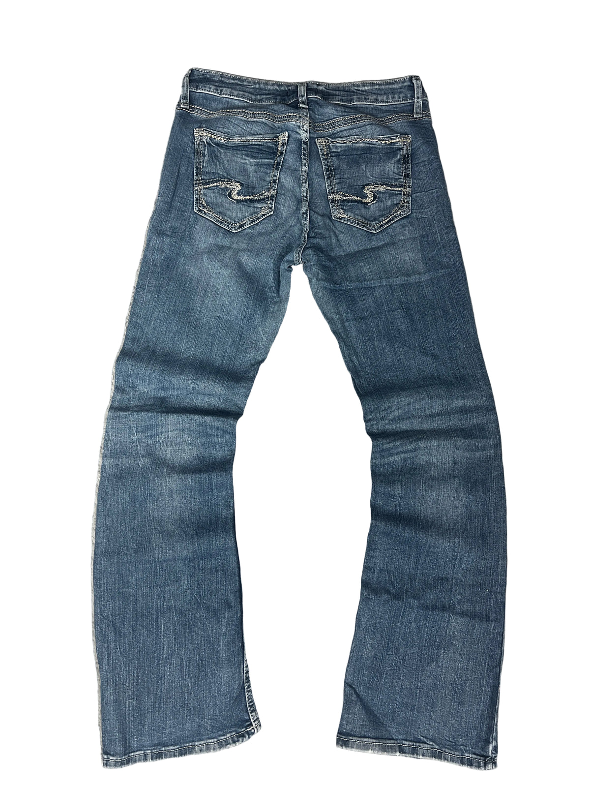 Anthropologie Bootcut Jeans – Medium Wash, Swirl Stitched Pockets