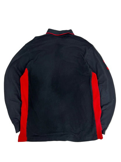 Ralph Lauren Langarm-Poloshirt – Schwarz & Rot, Big Pony, Tall (LT)