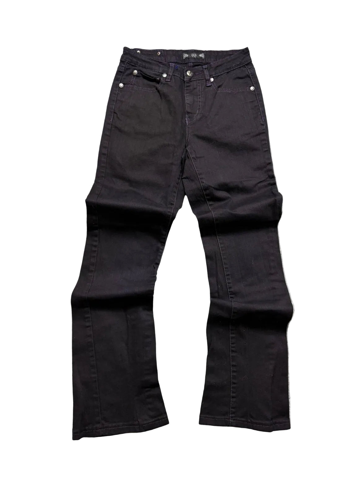 Purple Sequin Embroidered Black Jeans