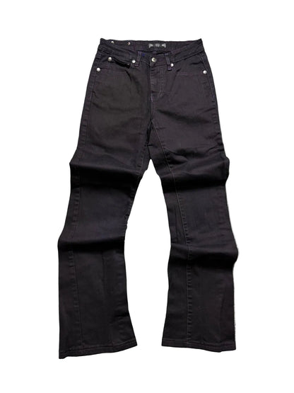 Purple Sequin Embroidered Black Jeans