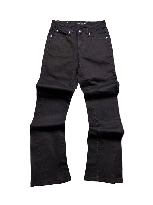 Purple Sequin Embroidered Black Jeans