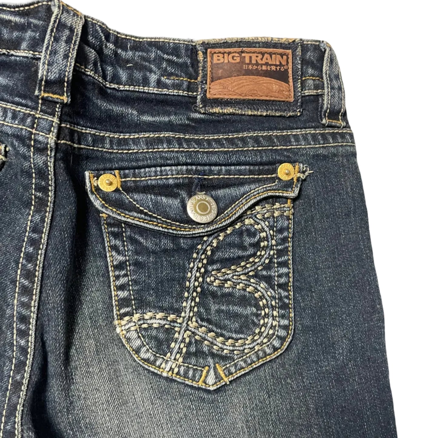 Washed Dark Blue Jeans