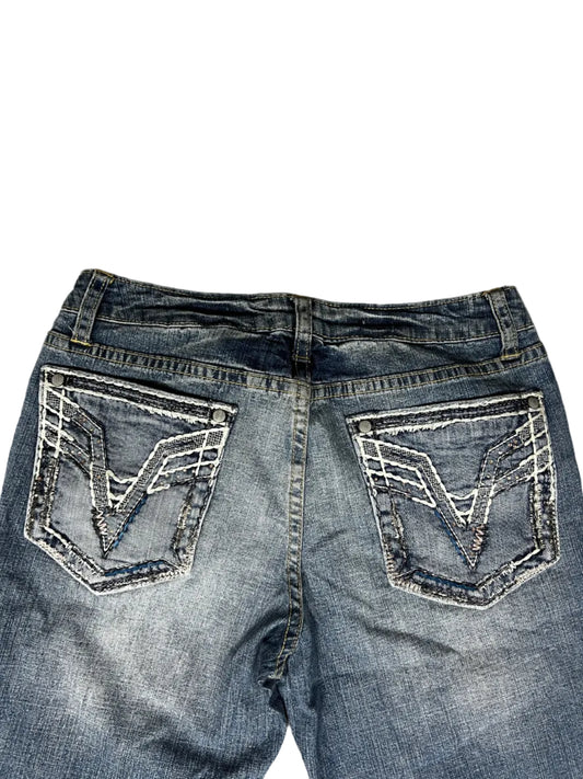 Arizona Bootcut Jeans – Faded Wash, White Stitched Pockets