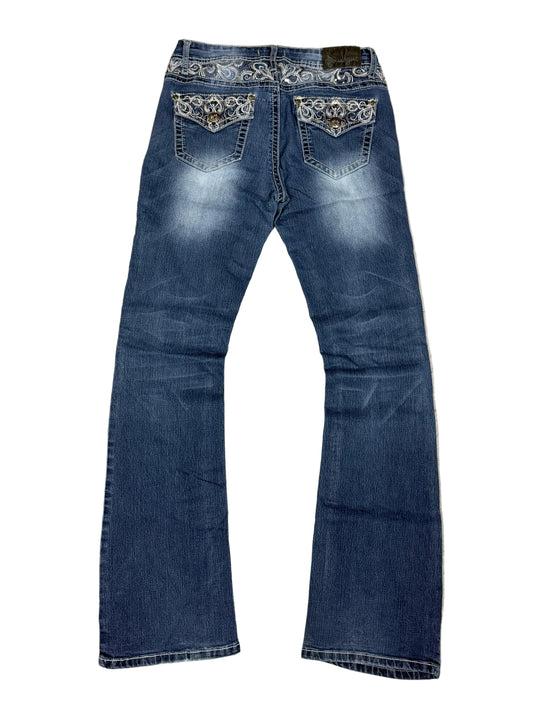 Miss Me Bootcut Jeans – Rhinestone Flap Pockets