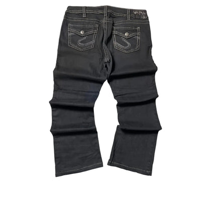 Black Embroidered Bootcut Jeans