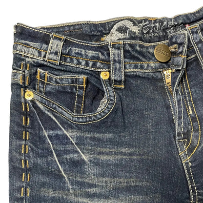 Washed Dark Blue Jeans