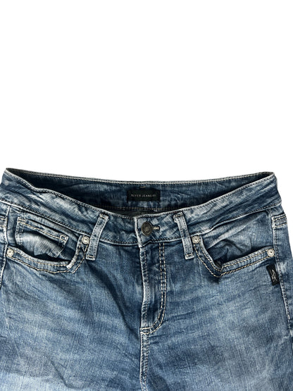 Anthropologie Bootcut Jeans – Medium Wash, Swirl Stitched Pockets