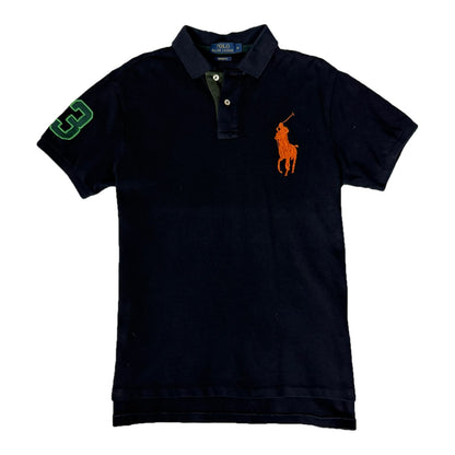 Ralph Lauren polo shirt black orange Big Pony front view