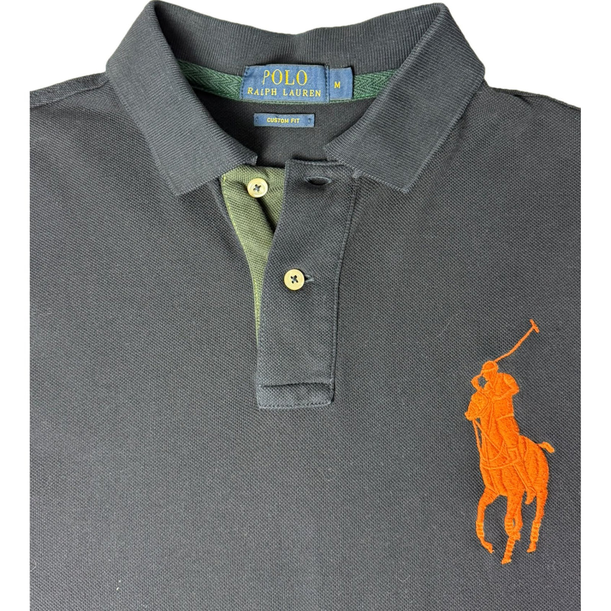 Ralph Lauren polo shirt black orange Big Pony detail