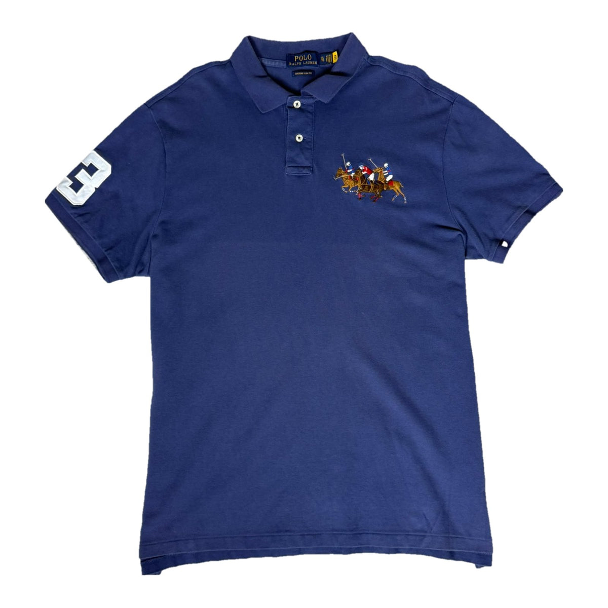 Ralph Lauren polo shirt blue Triple Pony front view