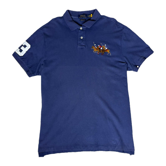 Ralph Lauren polo shirt blue Triple Pony front view