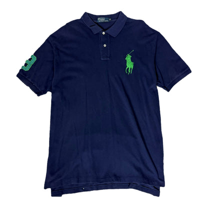 Ralph Lauren polo shirt navy green Big Pony front view