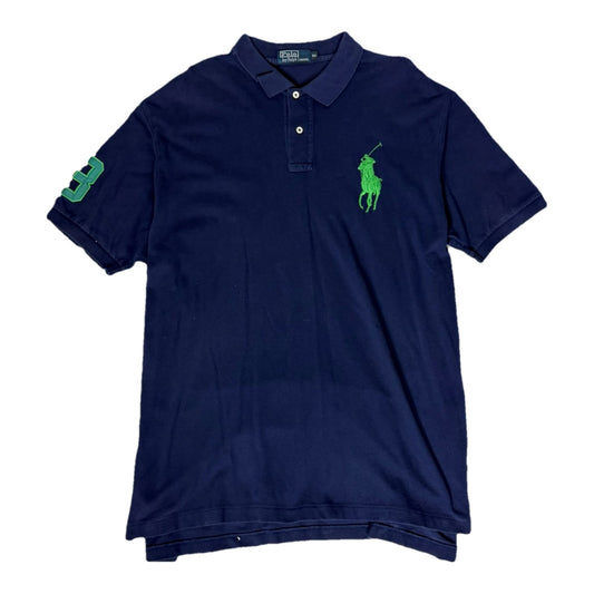 Ralph Lauren polo shirt navy green Big Pony front view